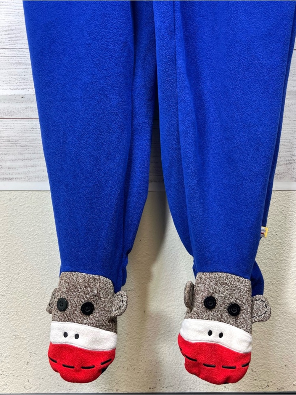 Nick & Nora Sleepwear Women’s Blue One Piece Pajamas Sock Monkey Footed XL Retro - Picture 6 of 11